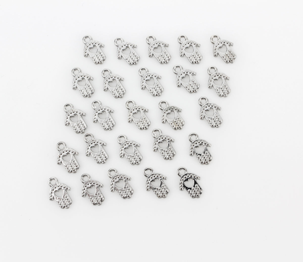 Tiny Hamsa Hand of God in Antiqued Silver Tone, 25pcs