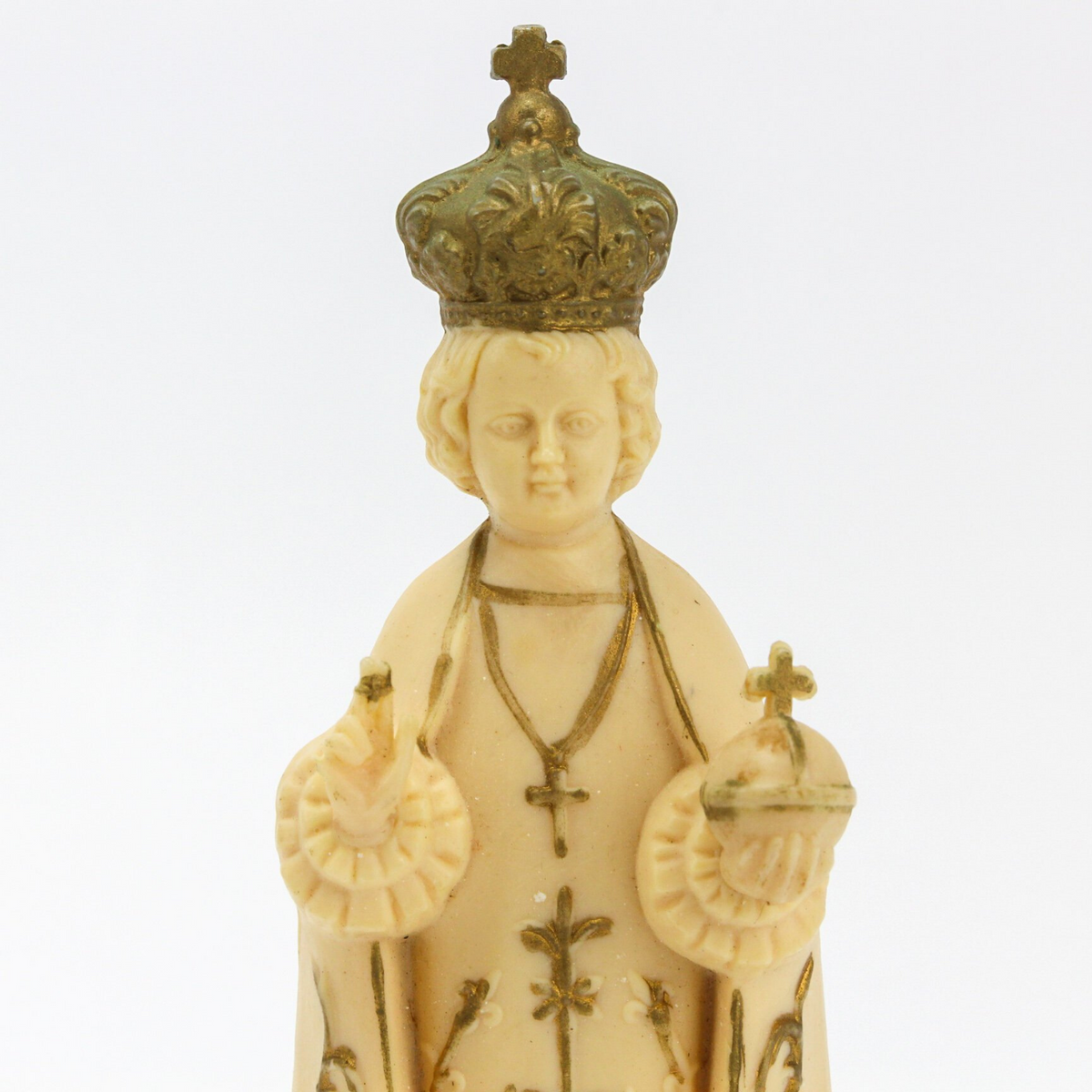 Vintage Plastic Infant Jesus of Prague Statue - Miniature El Niño Jesús de Praga