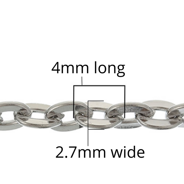 Flat Oval Chain 4mm x 2.7mm Links Unsoldered Iron - 5 feet