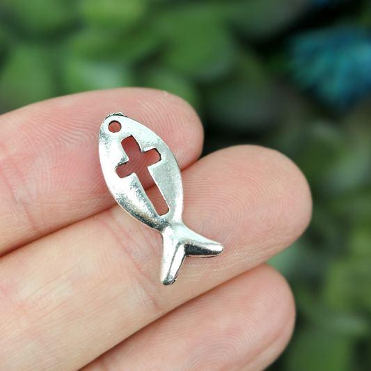 Ichthys symbol jesus cross charm