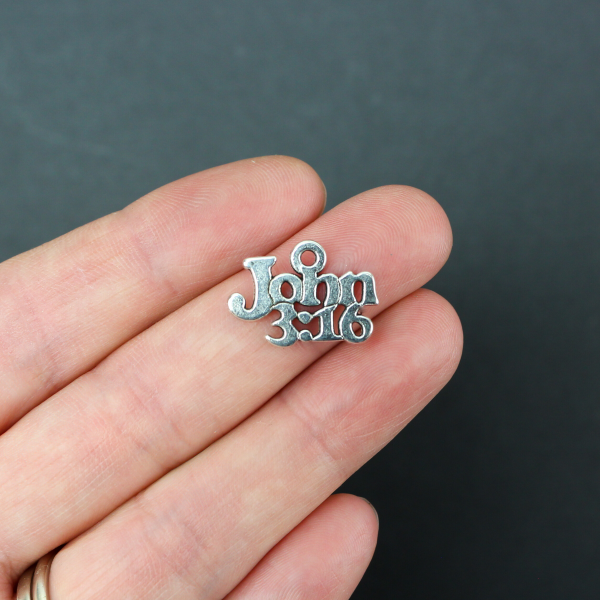 John 3:16 Charms - Antiqued Silver Color - Daily Devotional Bible Verse 25pcs