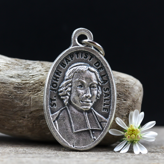 saint john baptist de la salle patron saint medal made in italy
