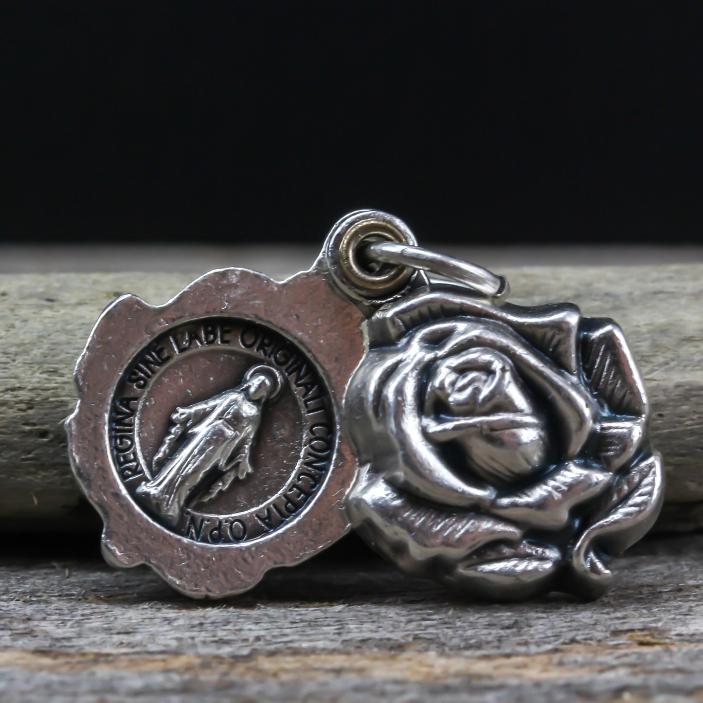 Our Lady of Grace Sliding Rose Locket Miraculous Medal