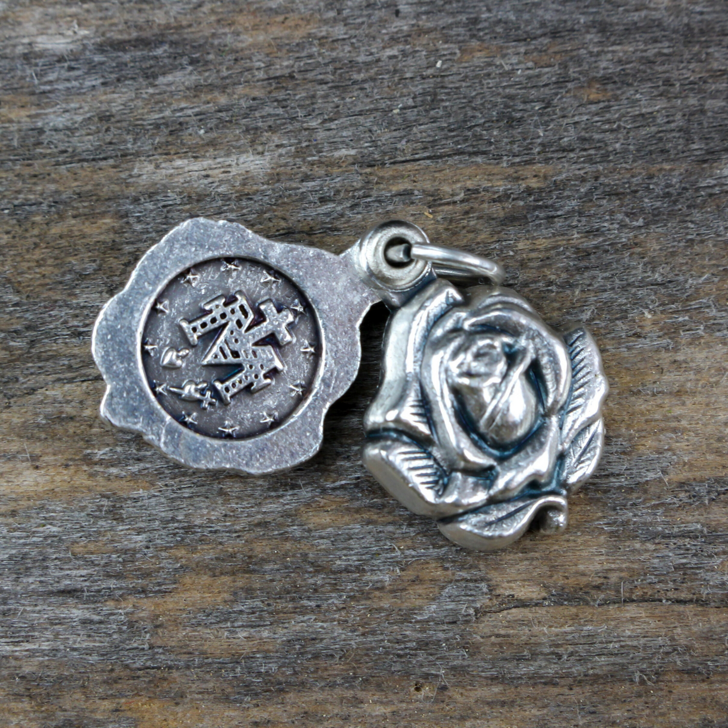Our Lady of Grace Sliding Rose Locket Miraculous Medal