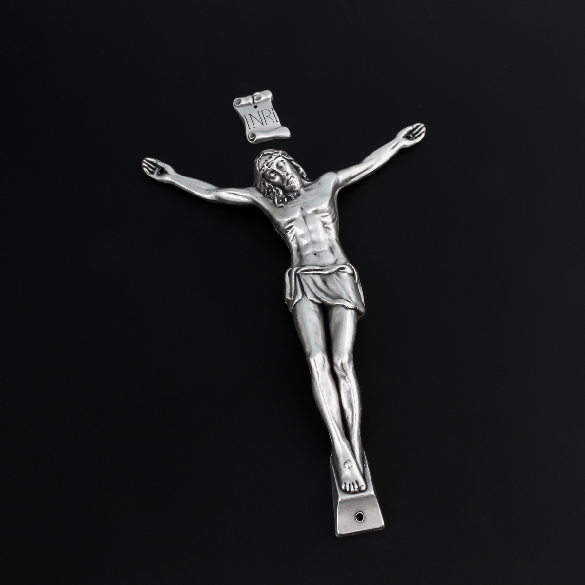 Large Silver Corpus for Crucifix - Body of Christ 5-3/8" Long w/ pre dilled 2mm holes