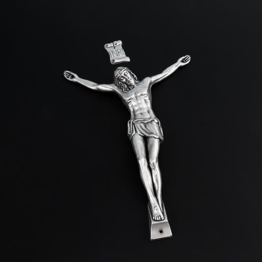Large Silver Corpus for Crucifix - Body of Christ 5-3/8" Long w/ pre dilled 2mm holes