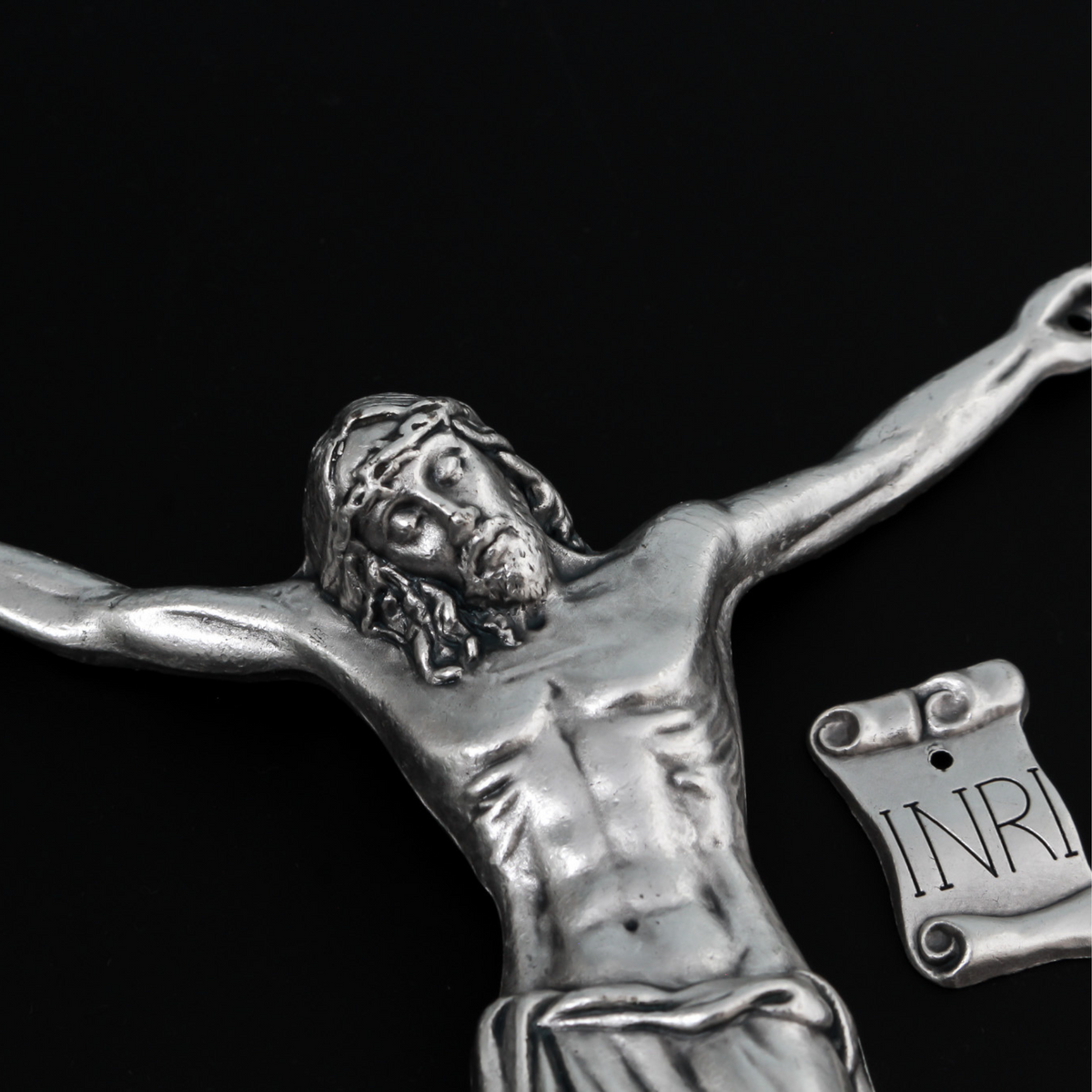 Large Silver Corpus for Crucifix - Body of Christ 5-3/8" Long w/ pre dilled 2mm holes