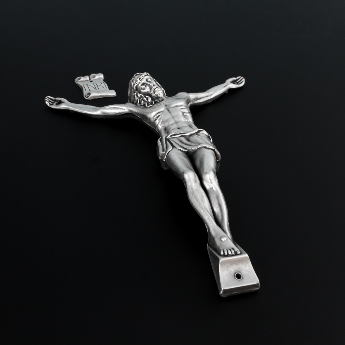 Large Silver Corpus for Crucifix - Body of Christ 5-3/8" Long w/ pre dilled 2mm holes