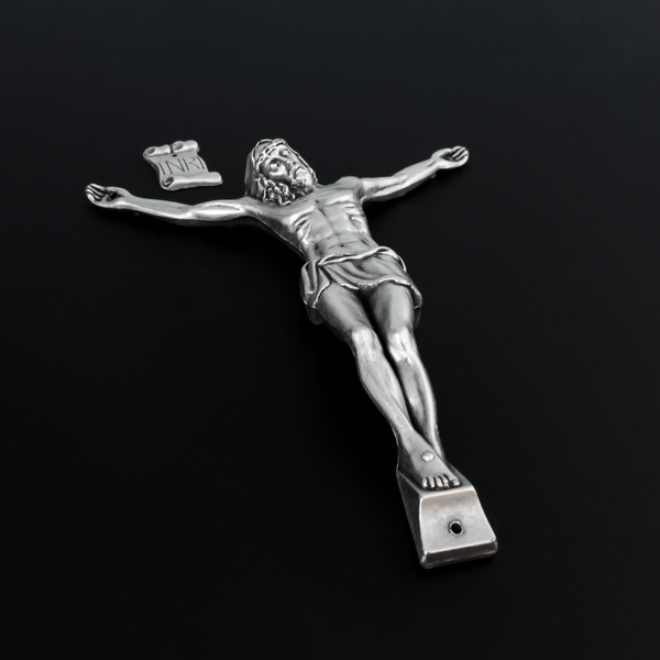 Large Silver Corpus for Crucifix - Body of Christ 6-1/2" Long w/ pre dilled 2mm holes