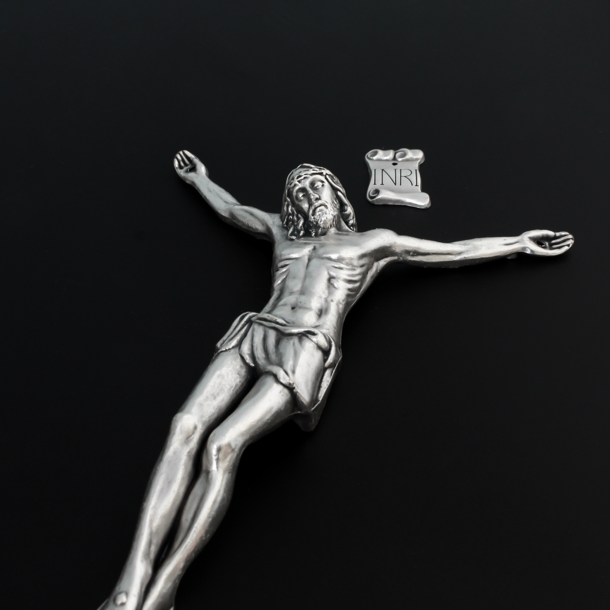 Large Silver Corpus for Crucifix - Body of Christ 5-3/8" Long w/ pre dilled 2mm holes
