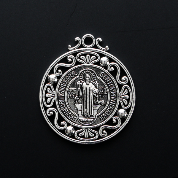 Large Round St. Benedict Medal 1.75" long - Protection Against Evil Spirits and Temptation 1pc