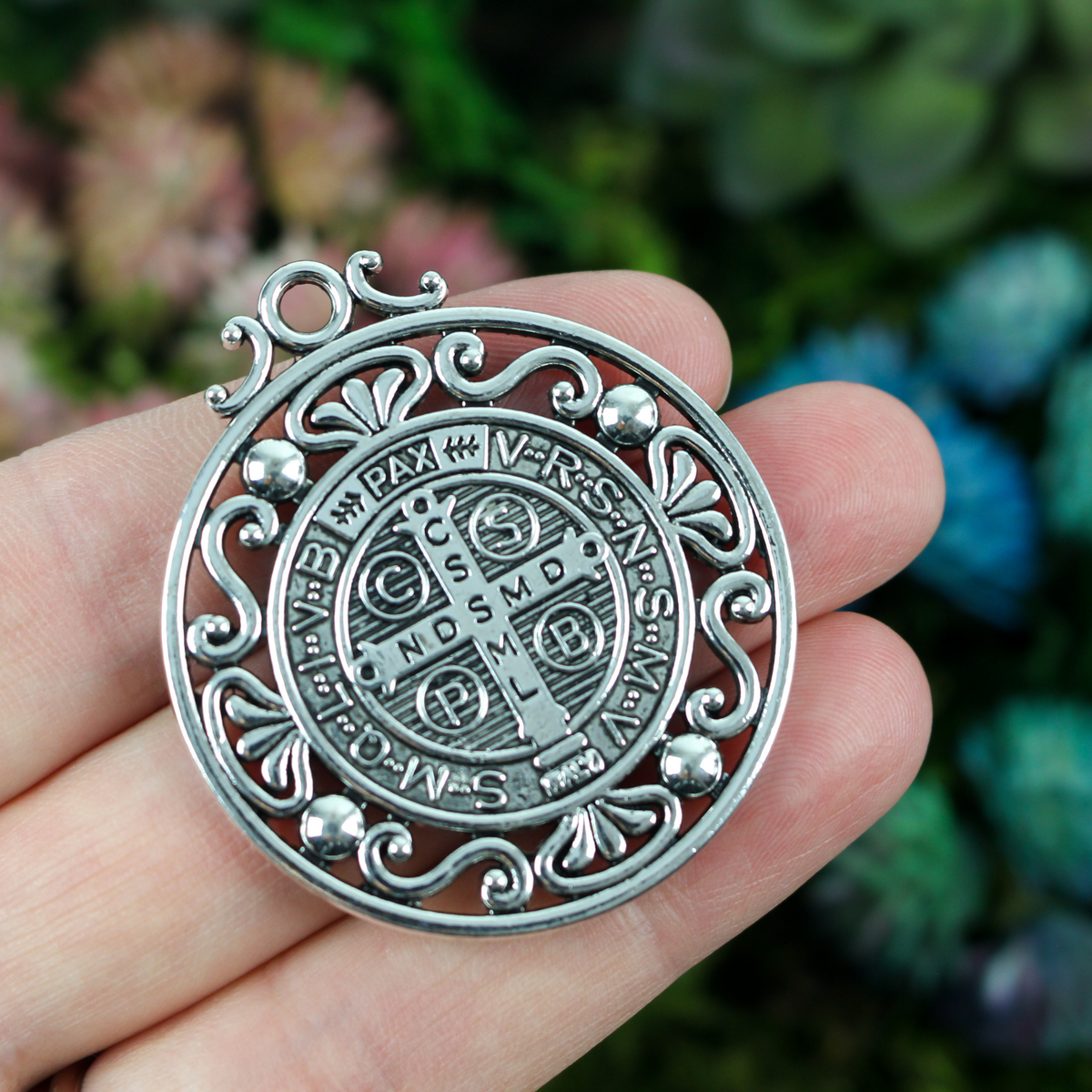 Large Round St. Benedict Medal 1.75" long - Protection Against Evil Spirits and Temptation 1pc