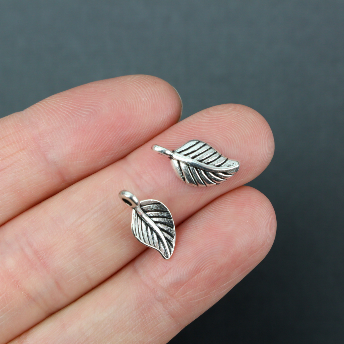 Leaf Charms Silver Tone Color - Symbol of Nature, Growth, Rebirth 25pcs