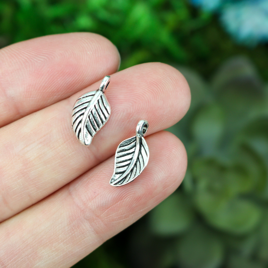 Leaf Charms Silver Tone Color - Symbol of Nature, Growth, Rebirth 25pcs