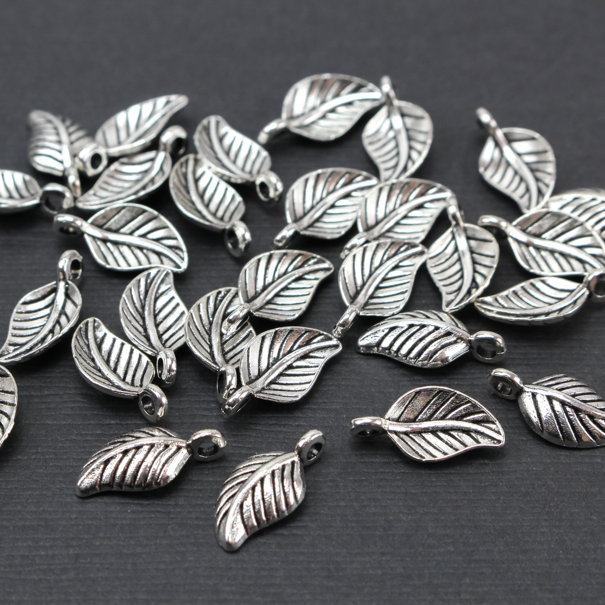 Leaf Charms Silver Tone Color - Symbol of Nature, Growth, Rebirth 25pcs