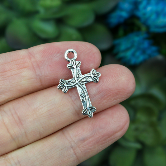 leaf vine cross charm