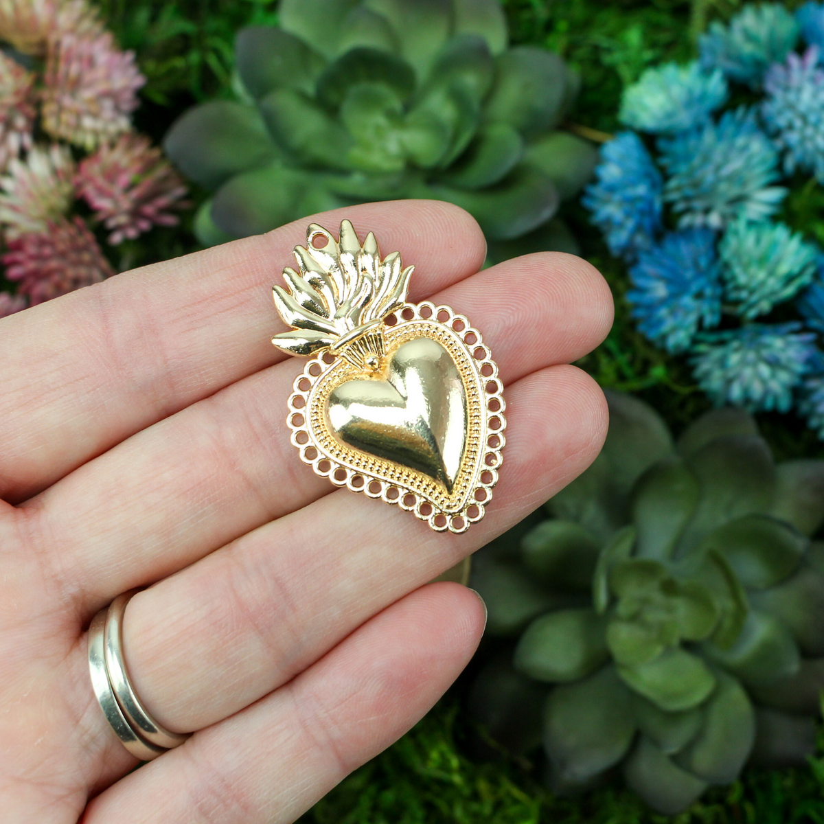 sacred heart milagro style pendant