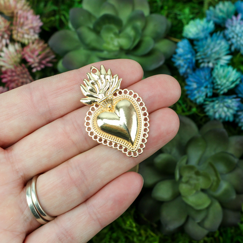 sacred heart milagro style pendant