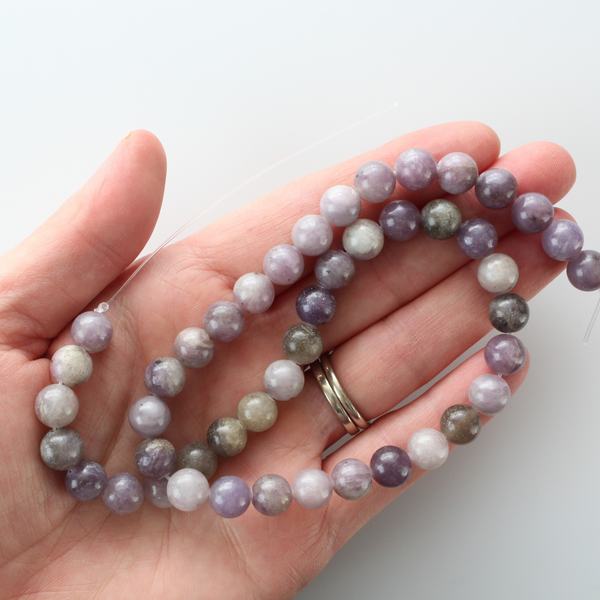 Natural Lilac Jade Beads 8mm Round - One Full Strand 15.5" Long (about 45 beads)