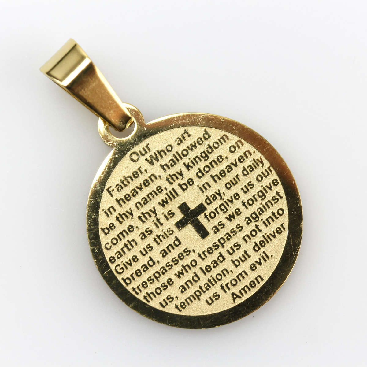 The Lord's Prayer Charm Pendant - Gold Plated Stainless Steel