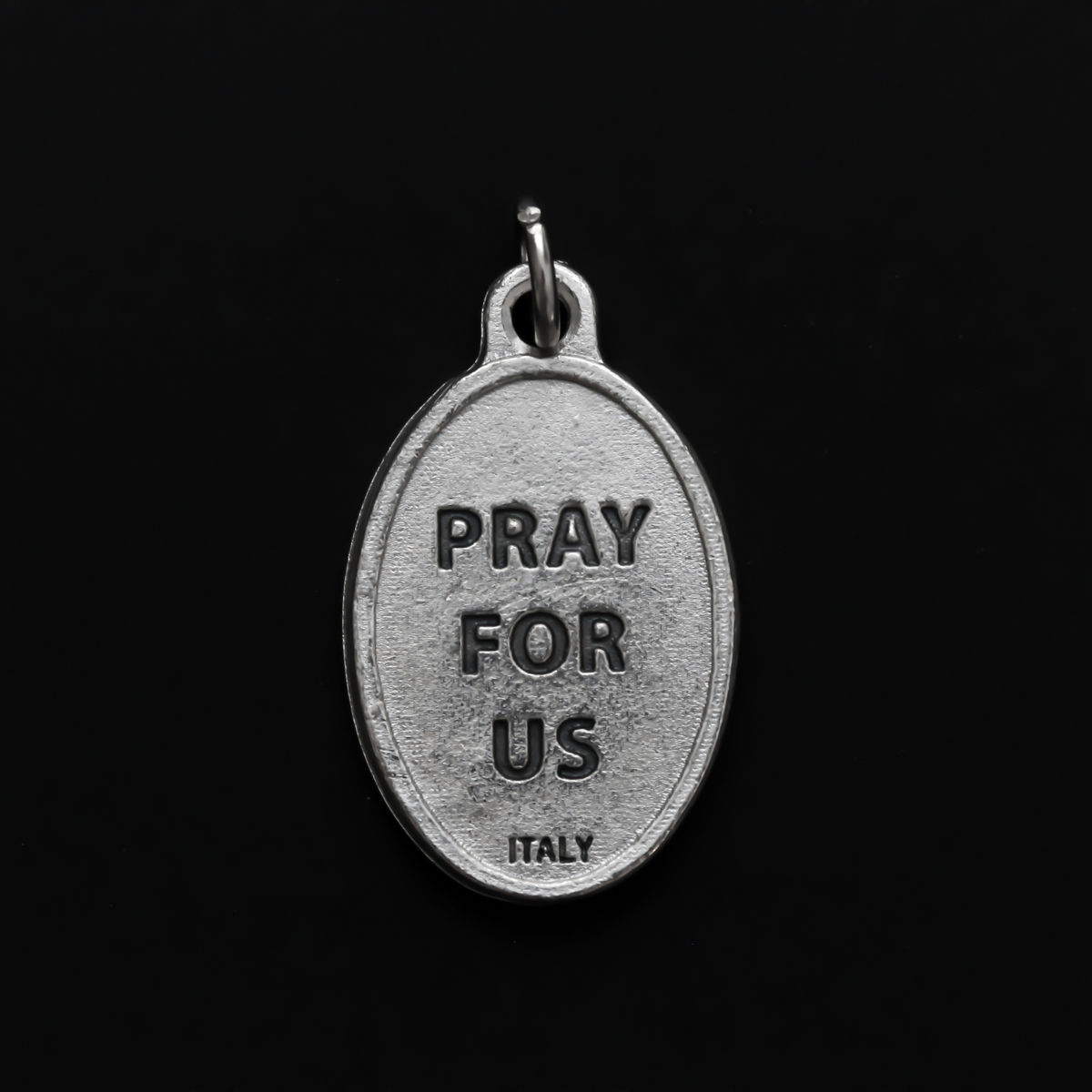 Saint Louis de Montfort medal that depicts the saint on the front and "Pray for us" on the back