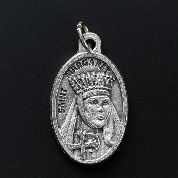 saint margaret of antioch silver oxidized medal made in Italy