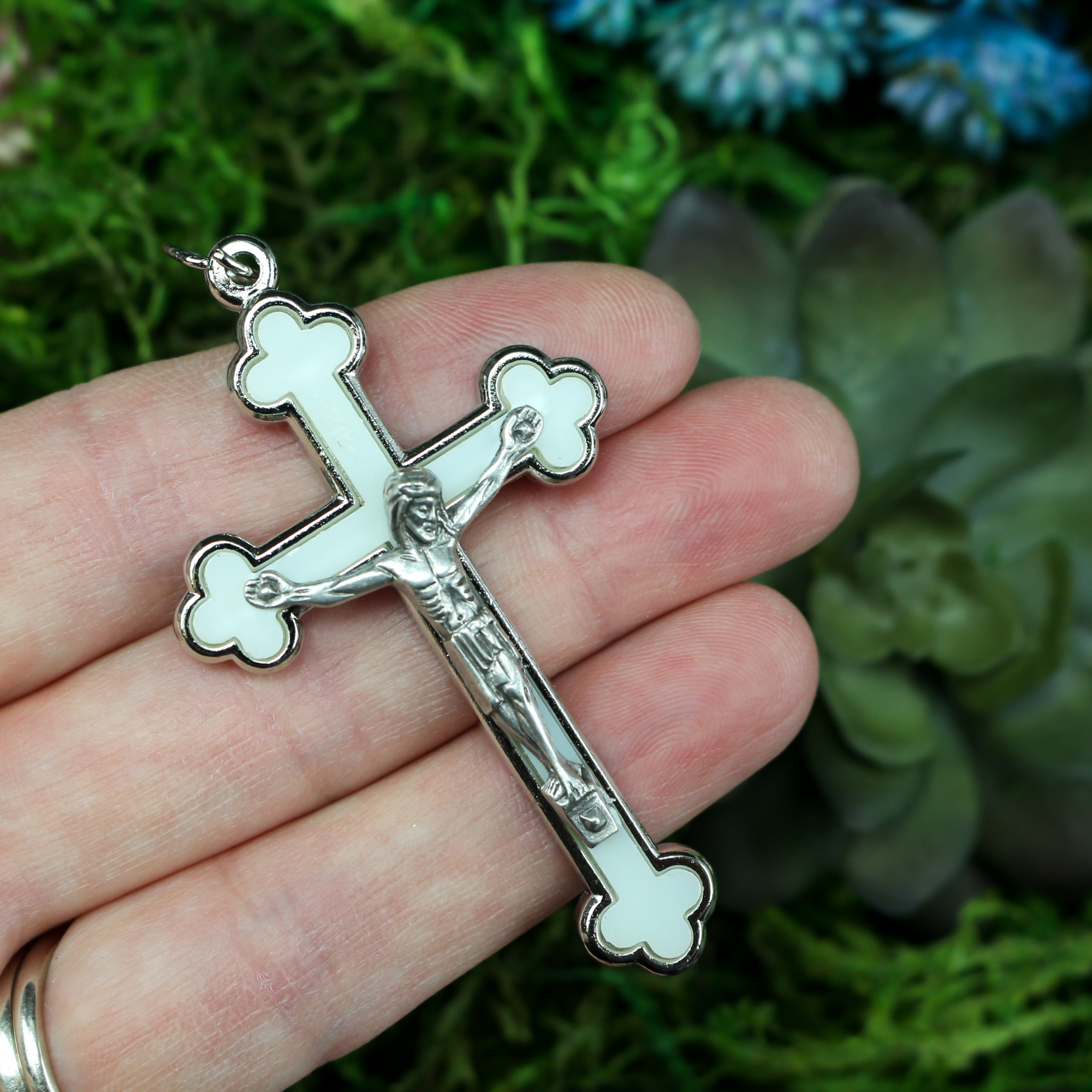 metal bound luminous crucifix cross