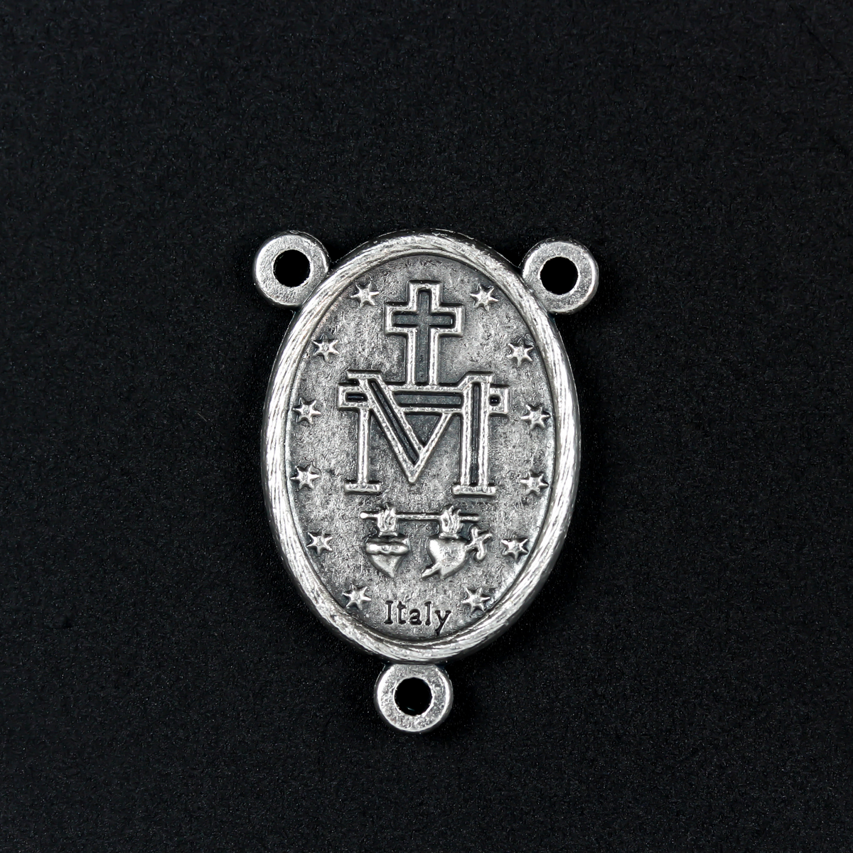 Miraculous Medal Oval Rosary Centerpiece in English, 1" long - Made in Italy
