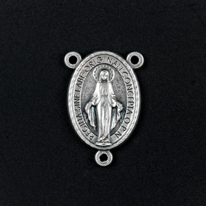 miraculous medal oval rosary centerpiece 1" long