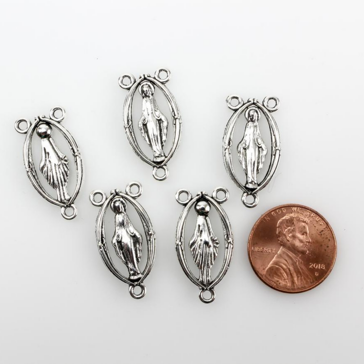 Miraculous Medal Rosary Centerpieces with a Cutout Design - Blessed Virgin Mary 5 pieces