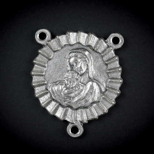 Virgin Mary Baby Jesus rosary center front view