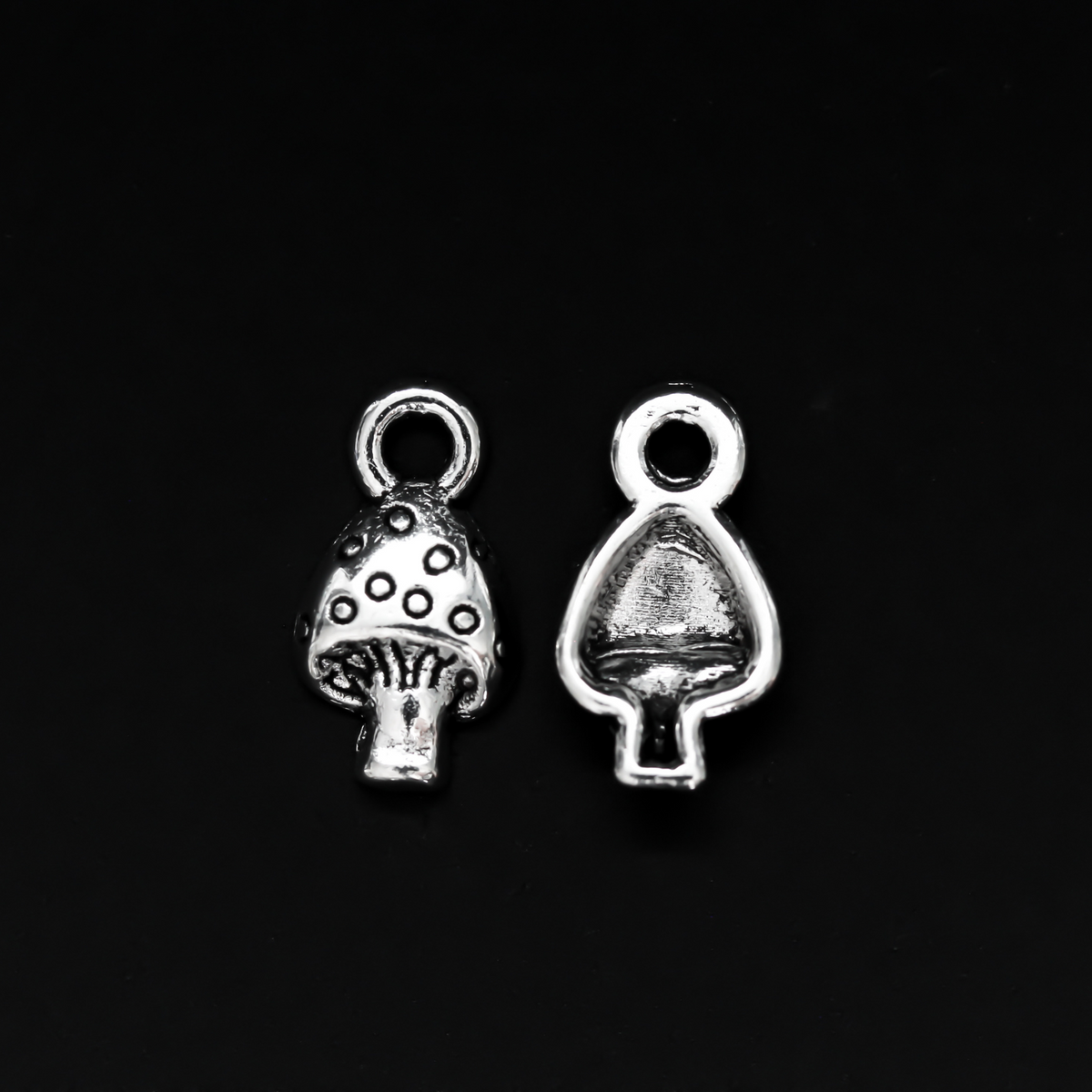 Mini Mushroom Charms - Silver Tone Color 13x8mm - 25pcs