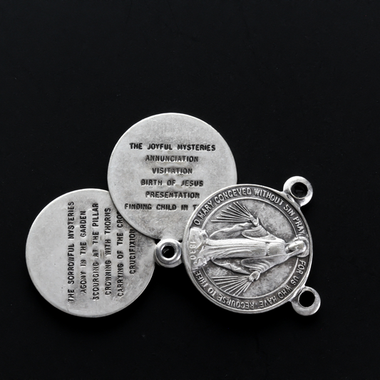 Miraculous Medal Rosary Centerpiece - Twenty Mysteries of the Rosary Sliding Medal