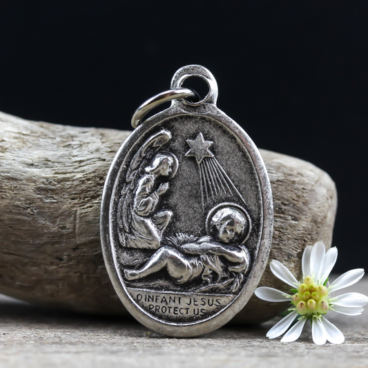 infant jesus protect us medal made in italy
