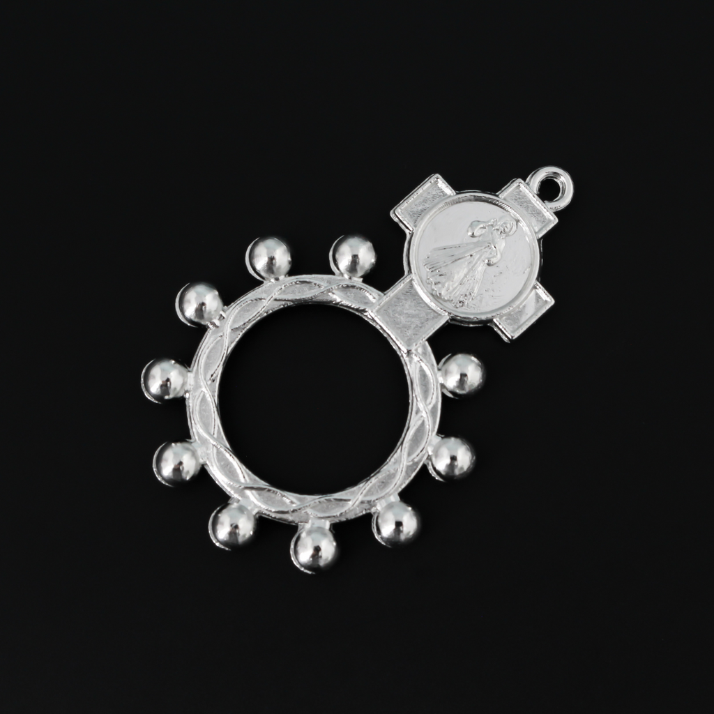 One Decade Pocket Rosary Ring Pendant with the Divine Mercy Jesus 1-7 ...