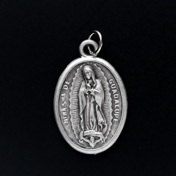 oxidized silver our lady of guadalupe one inch oval medal