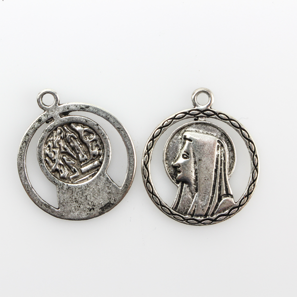Our Lady of Lourdes Medallion - St Bernadette Religious Jewelry Pendant 5pcs