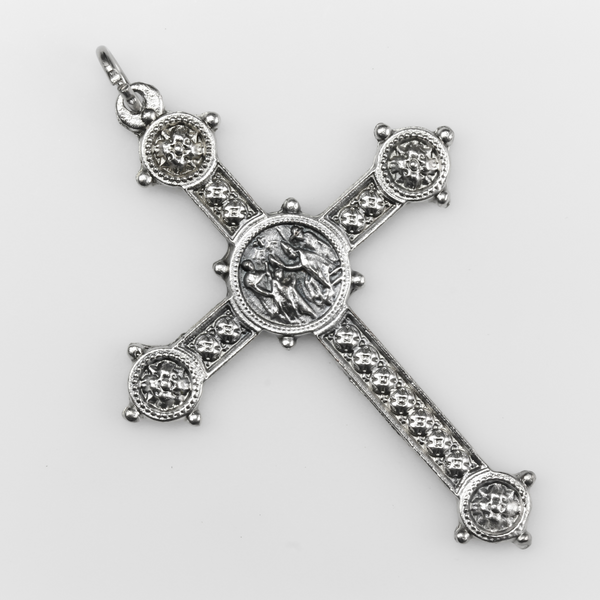 Papal Ferula Pope's Cross - 2" Papal Blessing Cross - Silver Tone