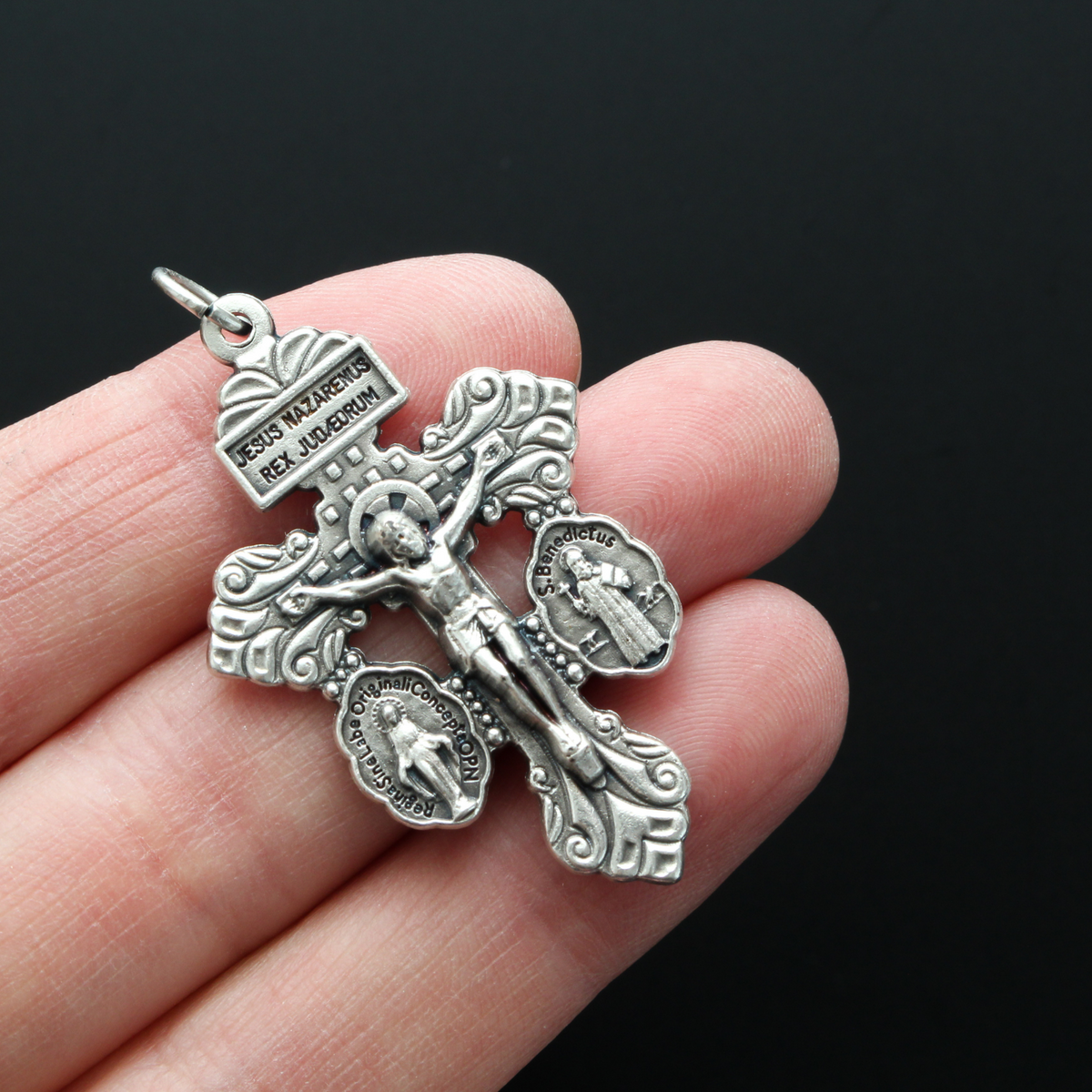 3 Way Pardon of Indulgence Crucifix with Miraculous Medal and Saint Benedict Medal 2-3/16" Long