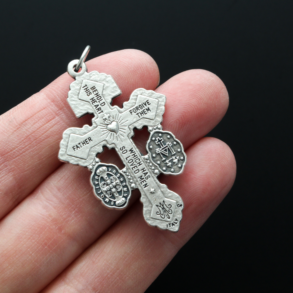 3 Way Pardon of Indulgence Crucifix with Miraculous Medal and Saint Benedict Medal 2-3/16" Long