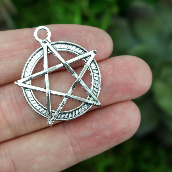 large silver pentagram pendant