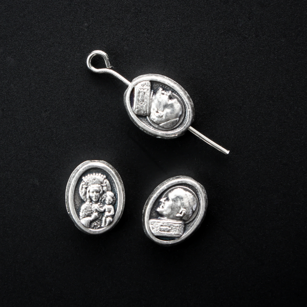 Saint John Paul II and Our Lady of Czestochowa Silver Plated Our Father Beads - 6pcs