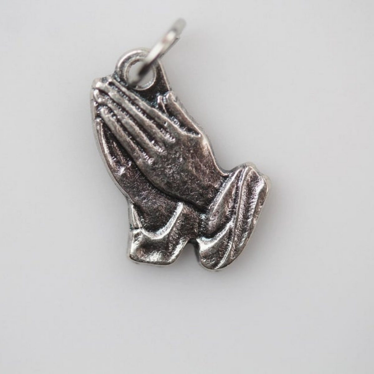 Praying Hands Silver Tone Charm - Pray For Us - Serenity Prayer Hands