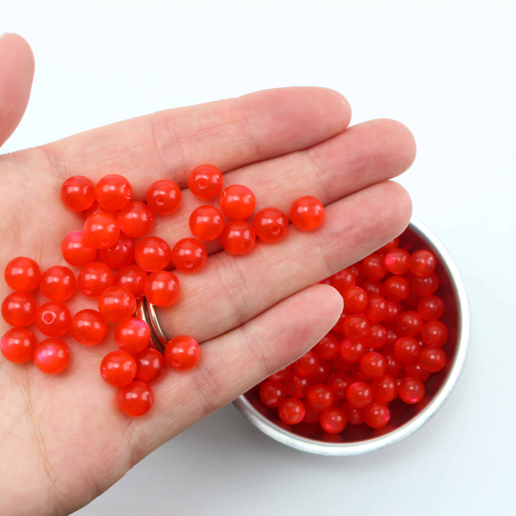 red resin beads, imitation cat eye beads 8mm round 2mm hole