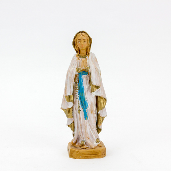 vintage resin virgin mary statue made in italy 4-5/8" tall