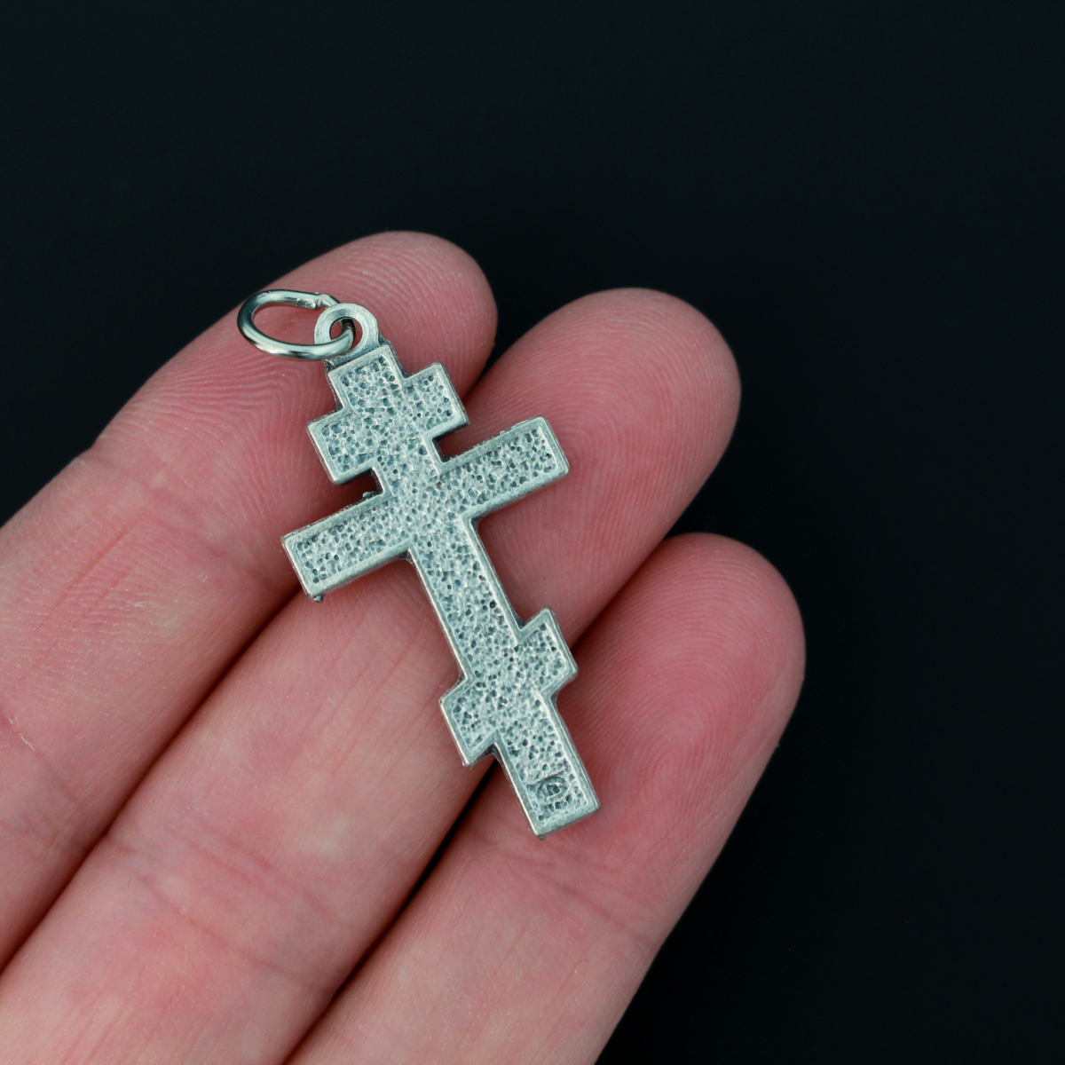 Russian Eastern Orthodox Crucifix Pendant, 1-3/8" Long, Made in Italy