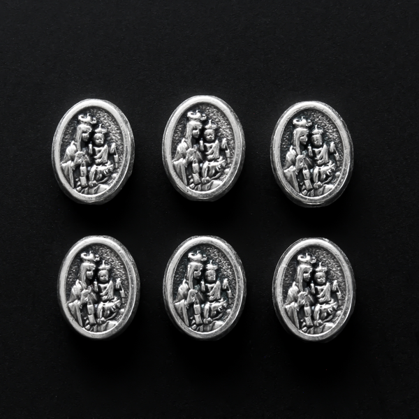 Sacred Heart of Jesus Metal Spacer Beads - Our Lady of Mount Carmel Scapular Beads - 6pcs
