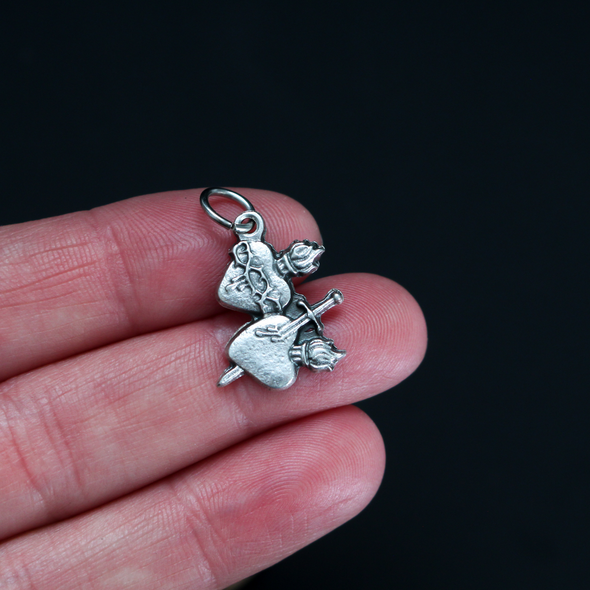 Sacred Heart of Jesus and the Immaculate Heart of Mary jewelry charm