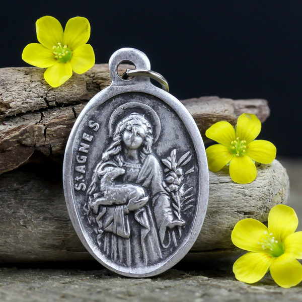 saint agnes one inch oval medal