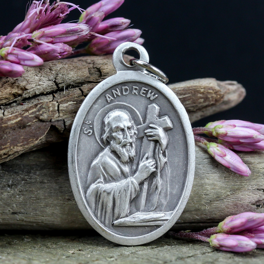 Saint Andrew one inch oval religious medal